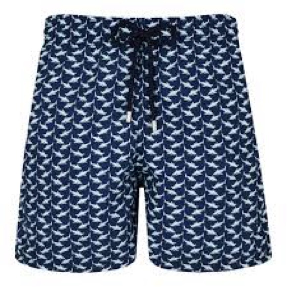 Vilebrequin Luxury/ Designer Blue Shark Pattern Swim Trunks Mens XL EUC